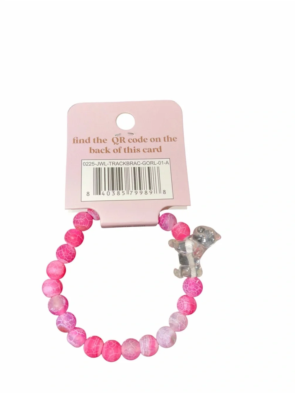 Simply Southern Pink Beads With Clear Gorilla Charm Tracker Bracelet